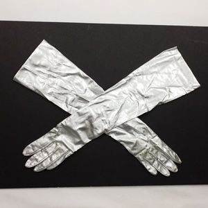 Vintage Sears Silver Metallic Elbow Length Gloves